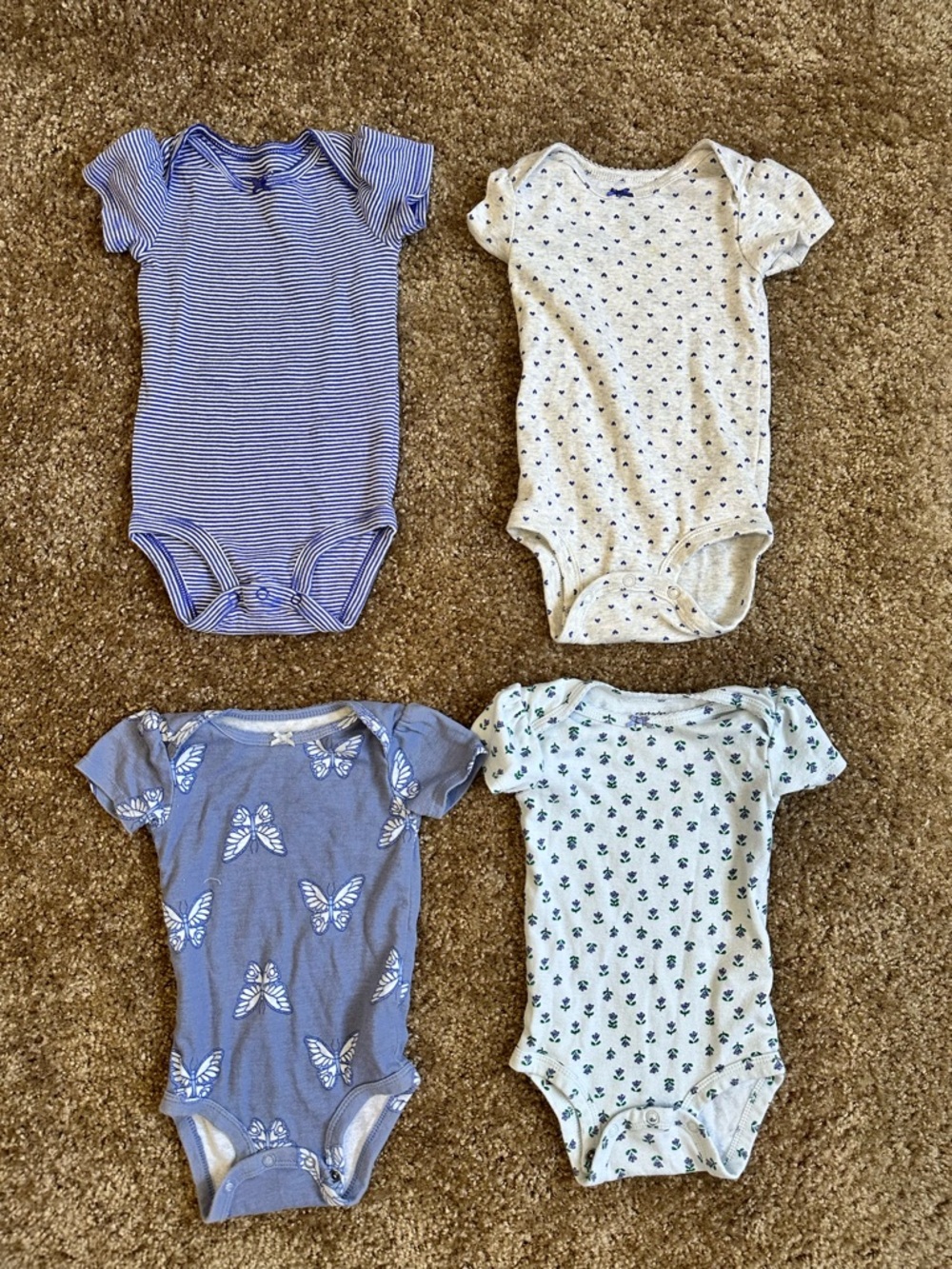 Carters Baby Girls Blue Mix Short-Sleeve One-Piece Bodysuit Set - Picture 2 of 4